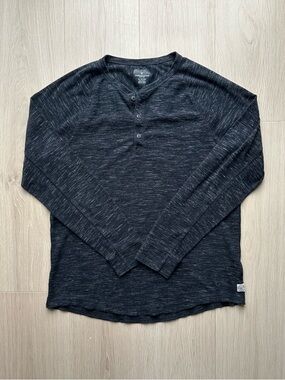 American Eagle Henley T-Shirt Men’s XL Heather Black Long Sleeve